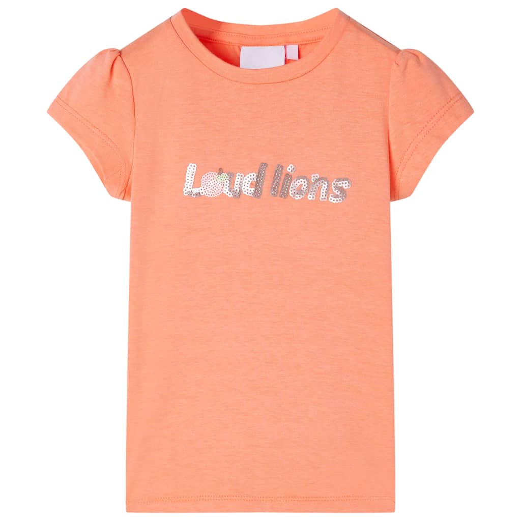 Camiseta infantil de manga casquillo naranja neón 92