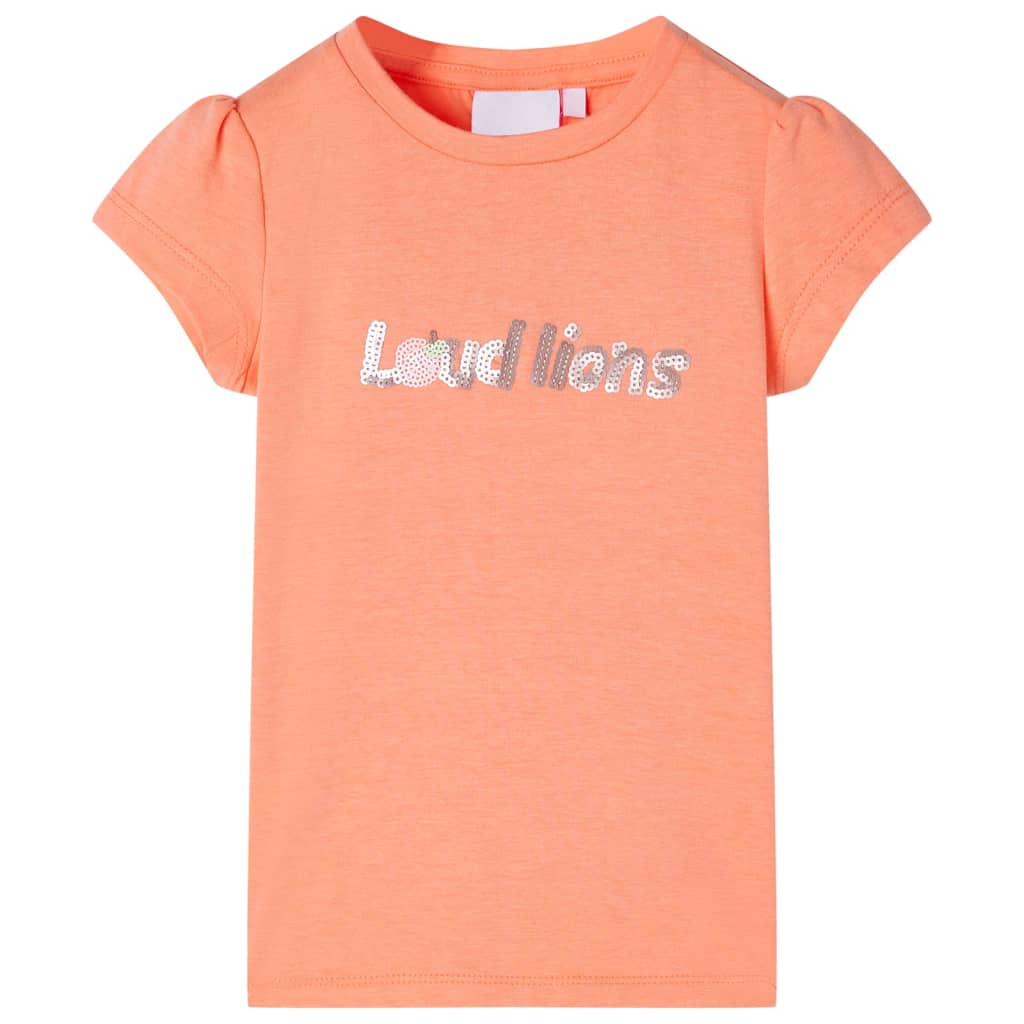 Camiseta infantil de manga casquillo naranja neón 104