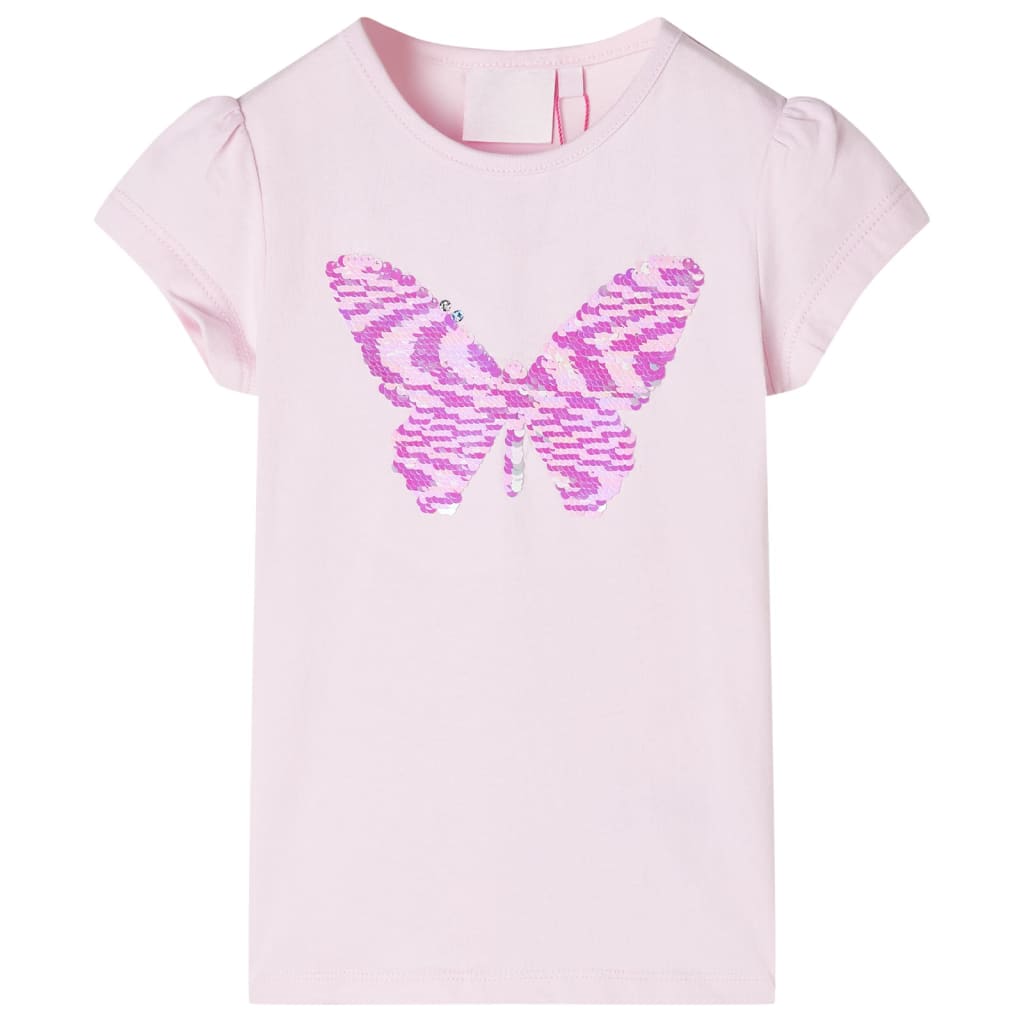 Camiseta infantil de manga casquillo rosa suave 92