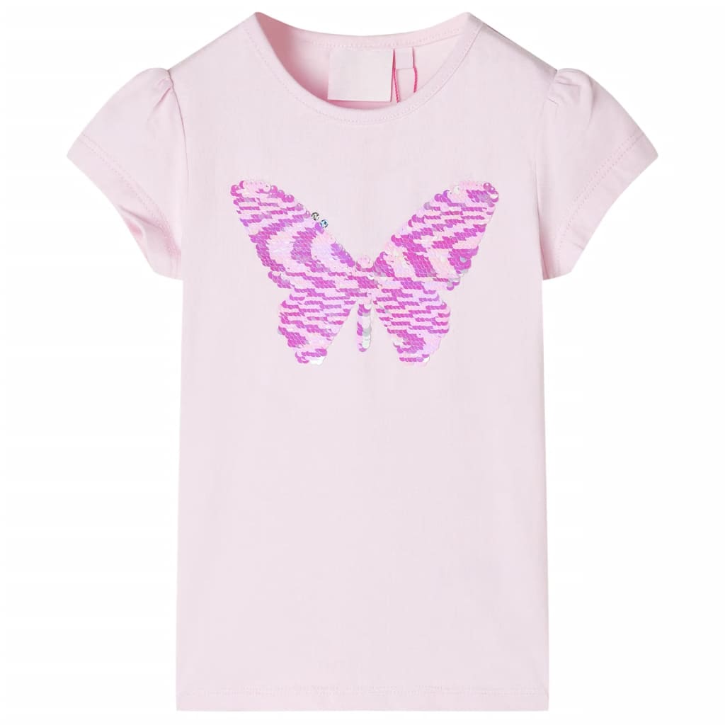 Vetonek Camiseta infantil de manga casquillo rosa suave 128