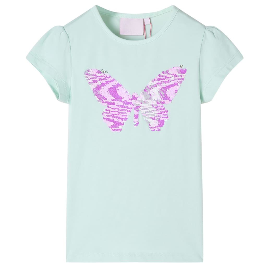 Camiseta infantil de manga casquillo menta claro 116