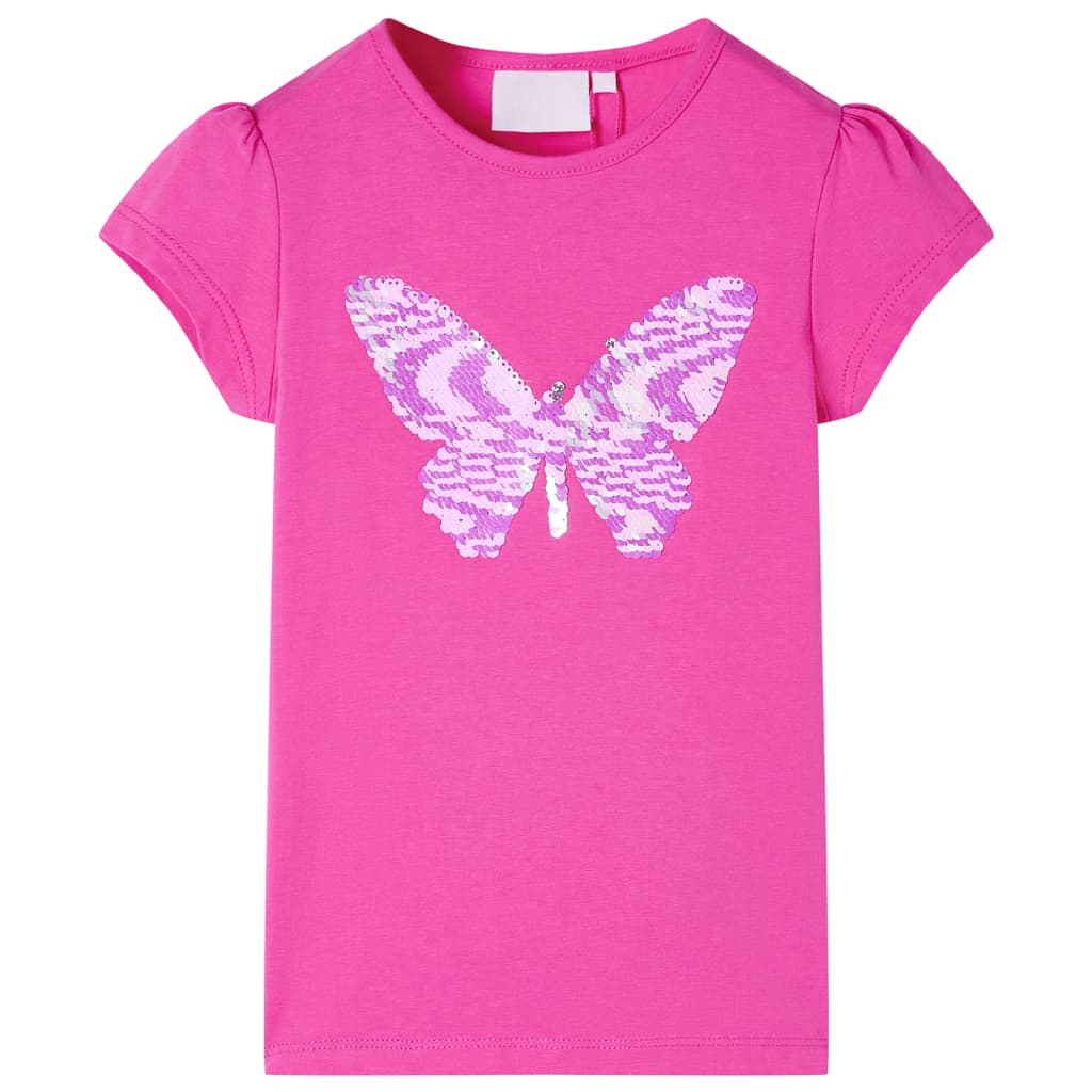 Camiseta infantil de manga casquillo rosa oscuro 104