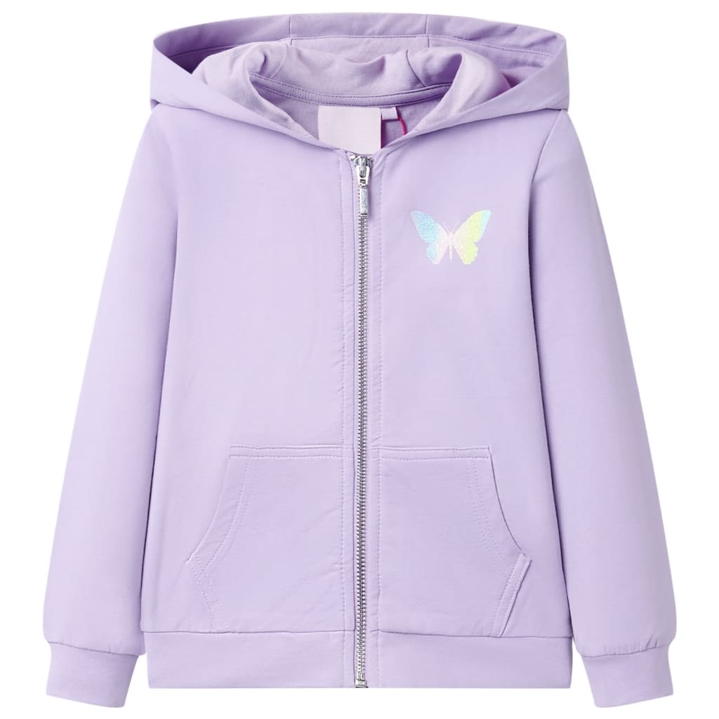 Sudadera infantil con capucha color lila 92