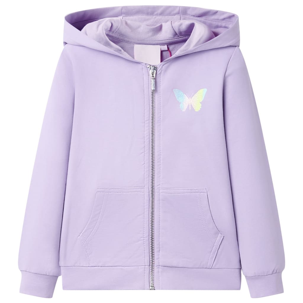 Sudadera infantil con capucha lila 104