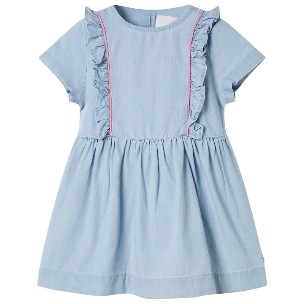 Vestido infantil con volantes azul suave 92