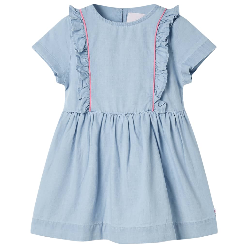 Vestido infantil con volantes azul suave 128