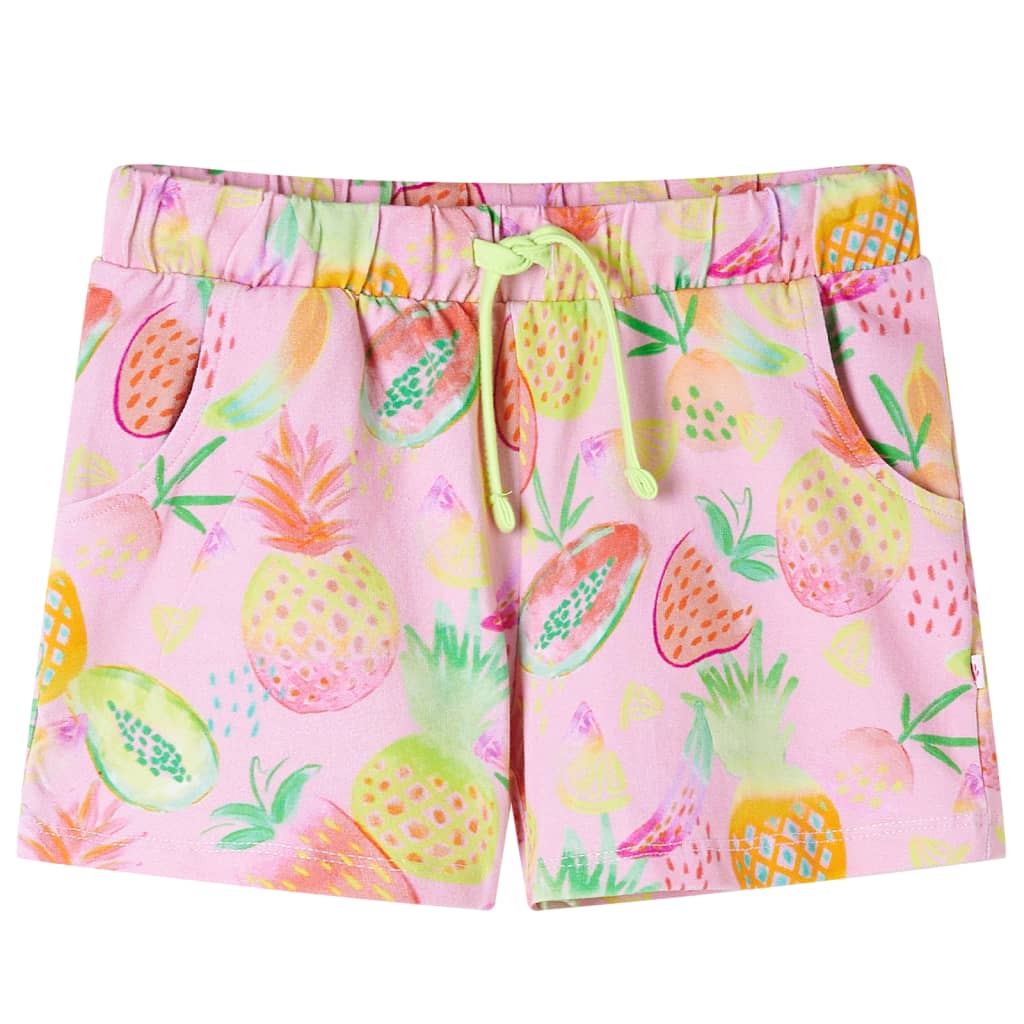 Pantalón corto infantil con cordón rosa suave 128