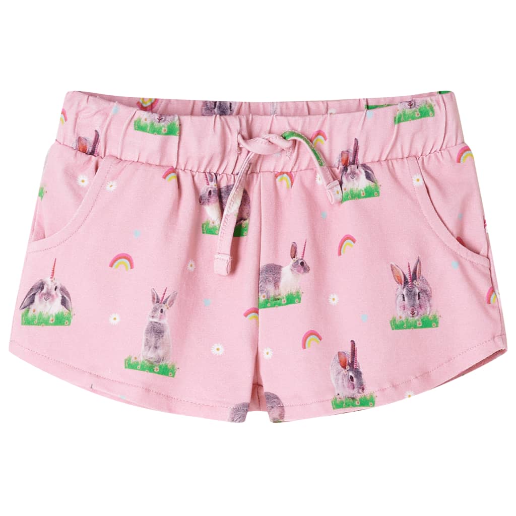 Pantalones cortos infantiles con cordón rosa claro 92