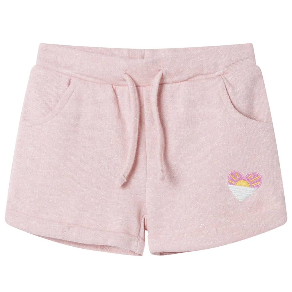 Pantalones cortos infantiles con cordón rosa claro mixto 92