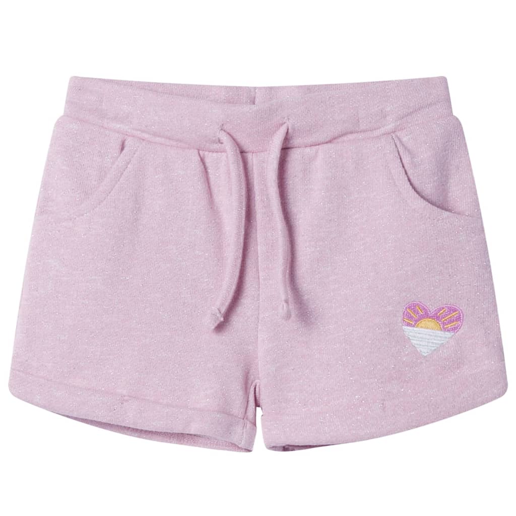 Pantalones cortos infantiles con cordón color lila mixto 104