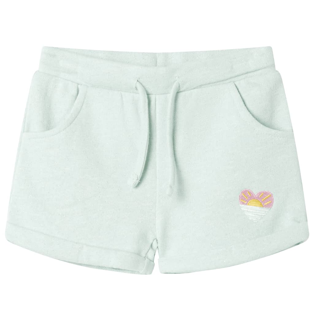 Pantalones cortos infantiles con cordón verde menta claro mixto 92