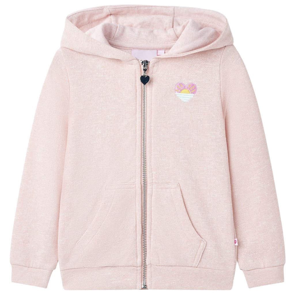 Sudadera infantil con capucha y cremallera rosa claro mezcla 92