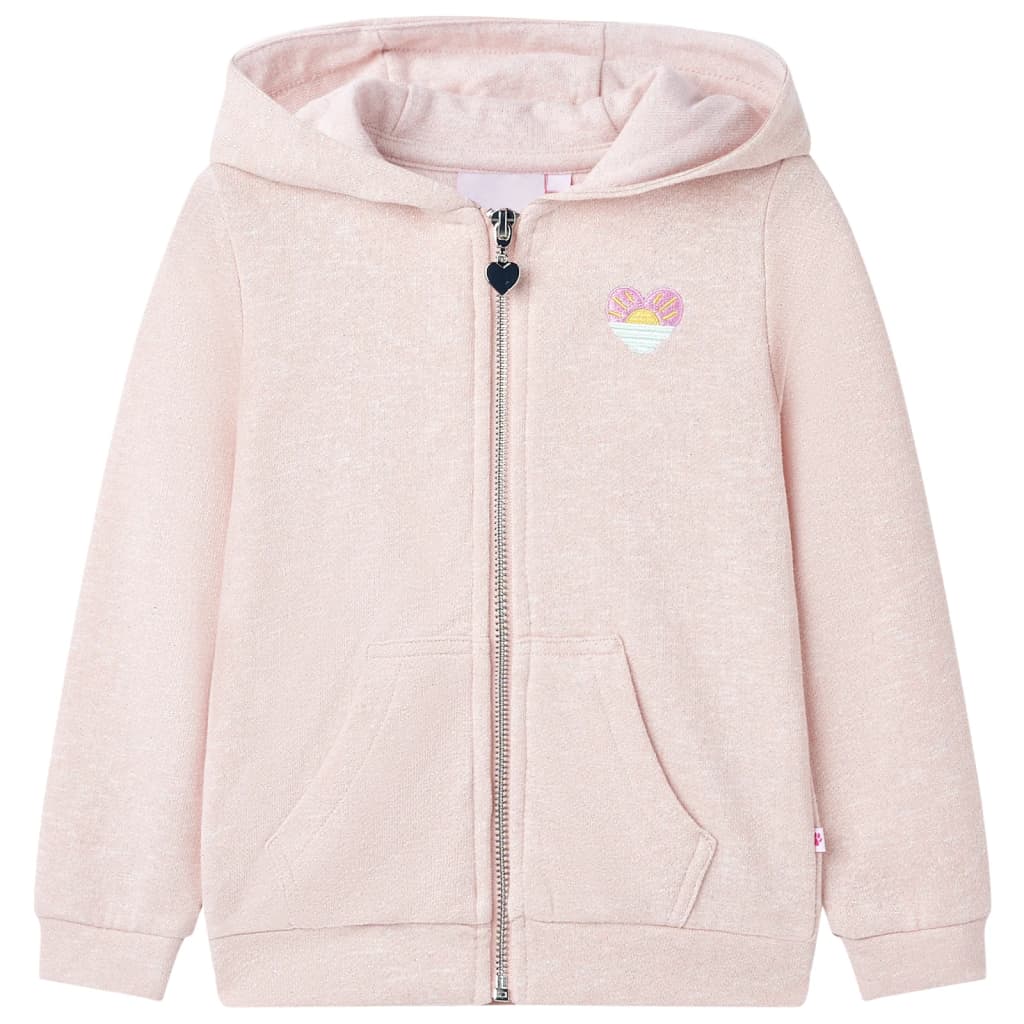 Sudadera infantil con capucha y cremallera rosa claro mezcla 116