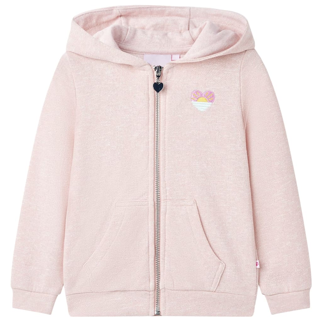 Sudadera infantil con capucha y cremallera rosa claro mezcla 140