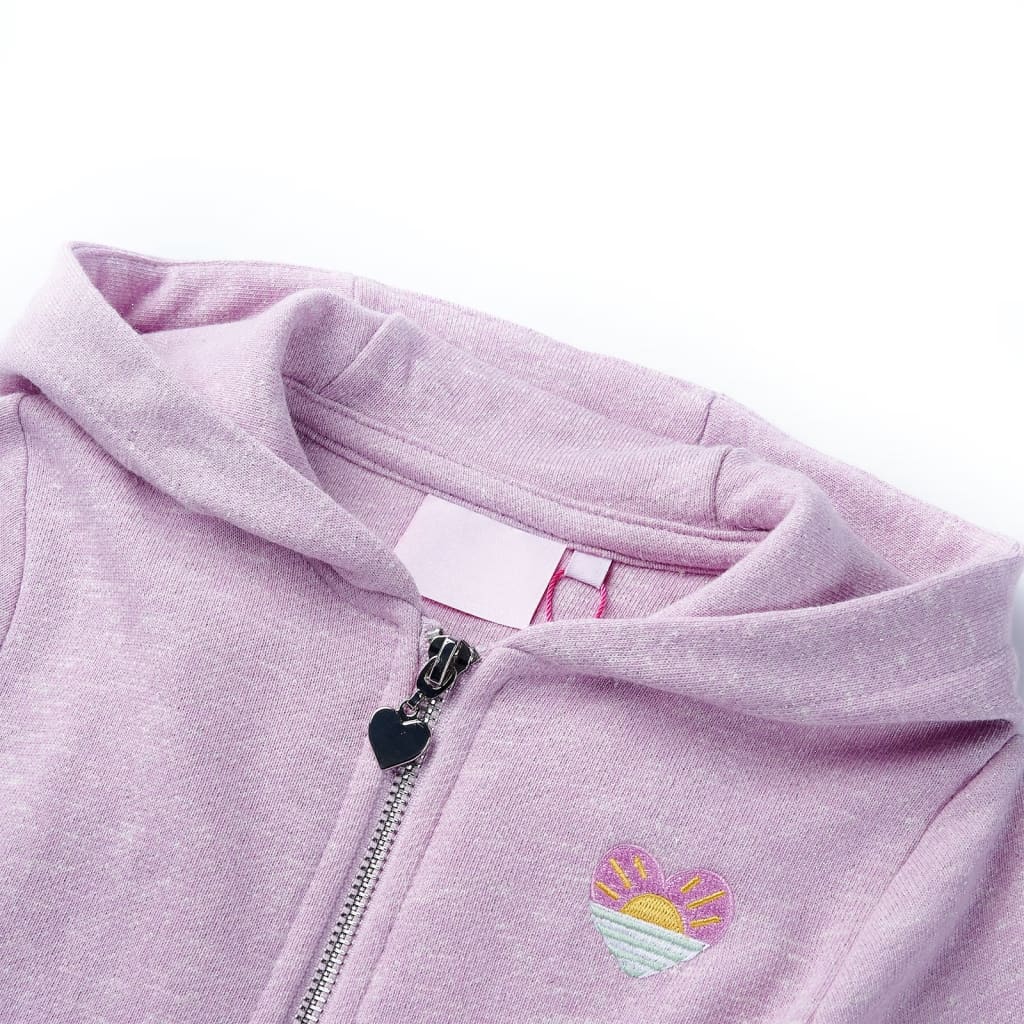 Sudadera infantil con capucha y cremallera lila mezcla 92