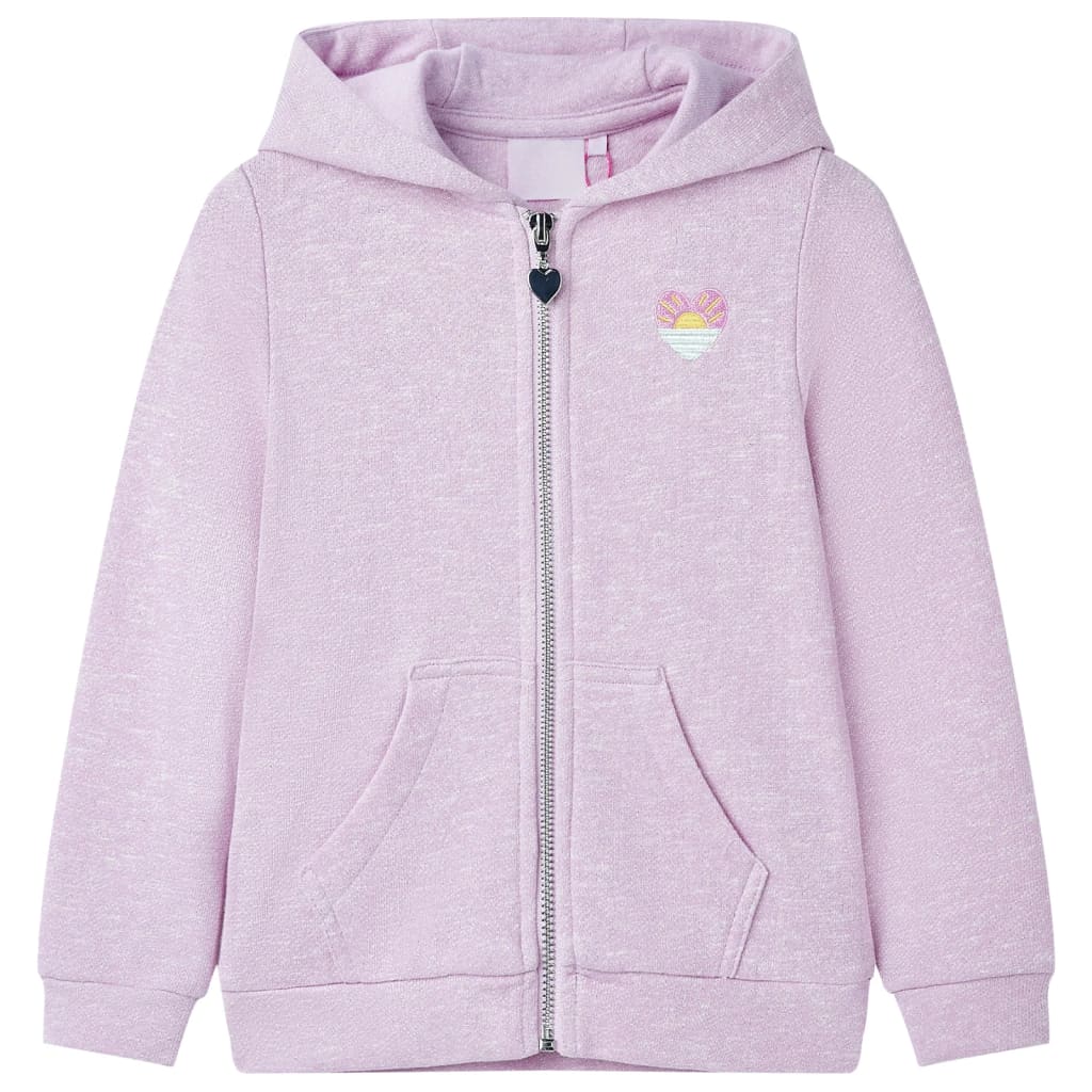 Sudadera infantil con capucha y cremallera lila mezcla 92