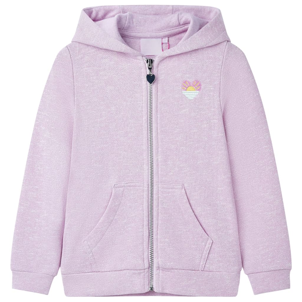 Sudadera infantil con capucha y cremallera lila mezcla 104