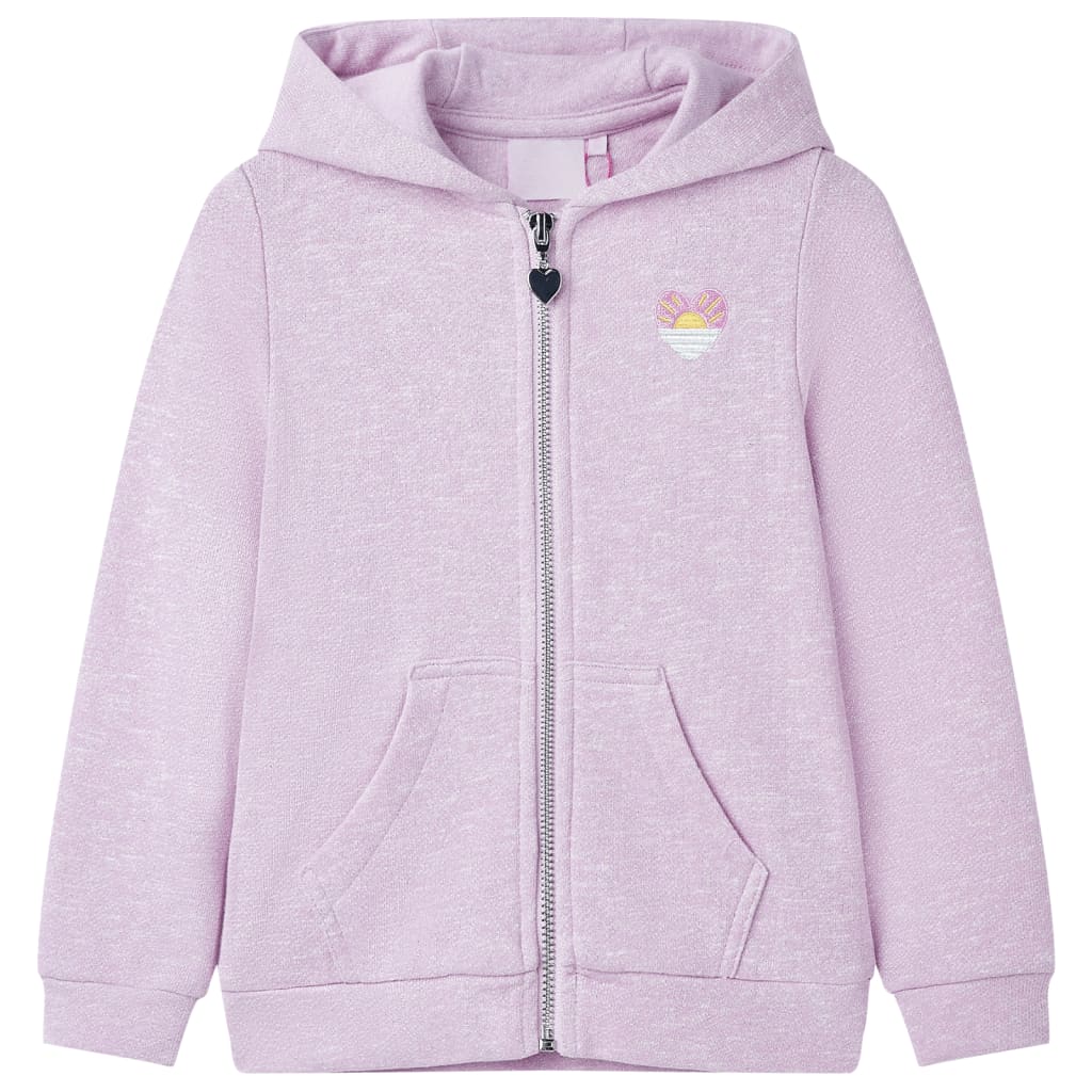 Sudadera infantil con capucha y cremallera lila mezcla 116