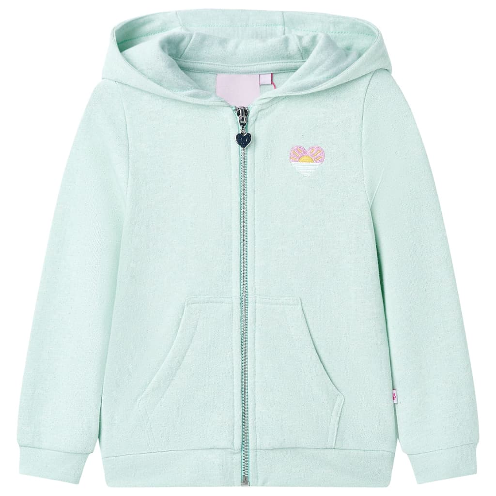 Sudadera de niños con capucha cremallera verde menta claro mezcla 104