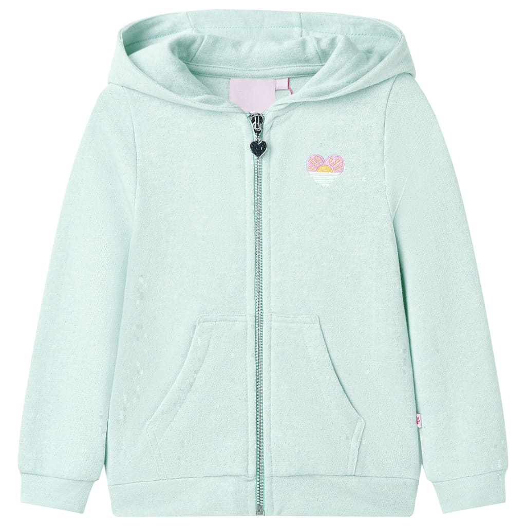 Sudadera de niños con capucha cremallera verde menta claro mezcla 128