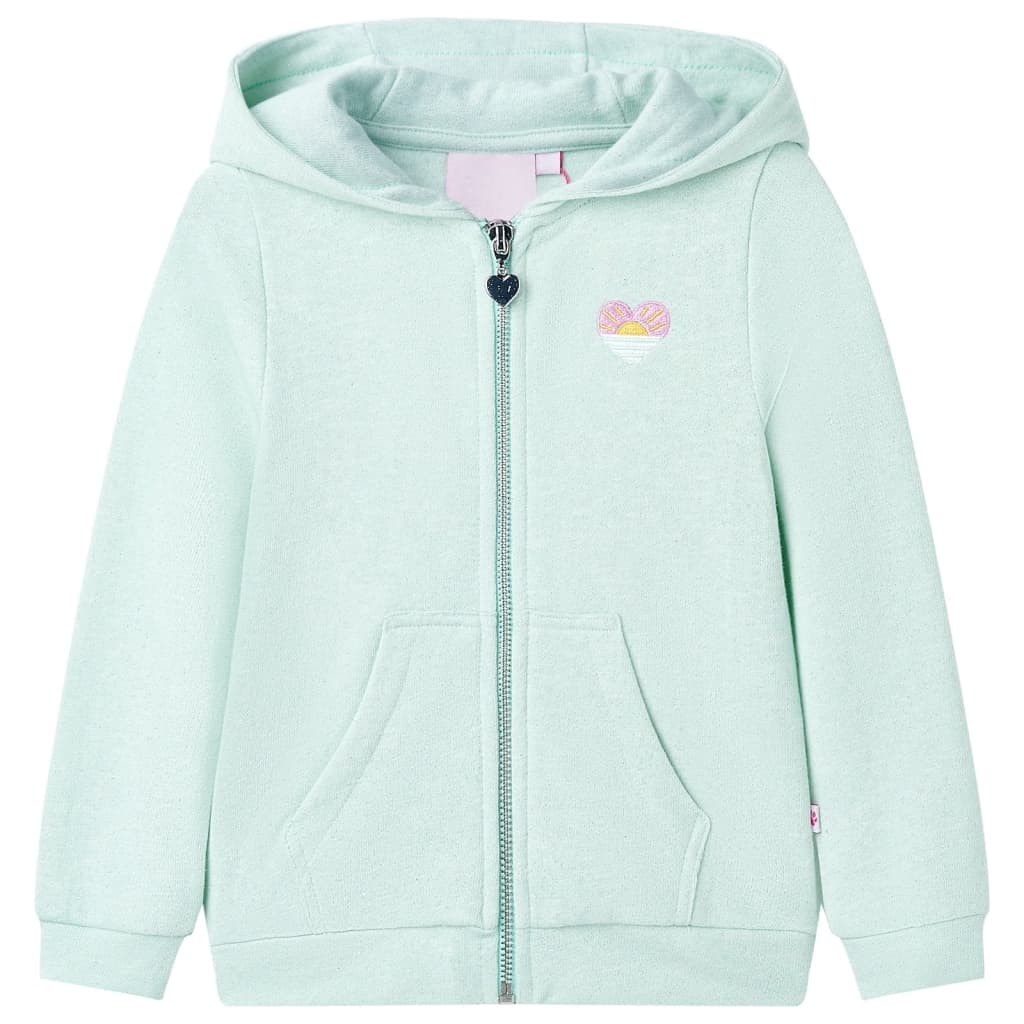 Sudadera de niños con capucha cremallera verde menta claro mezcla 140