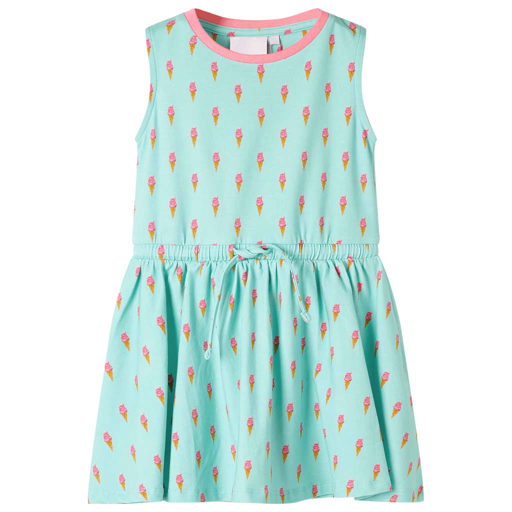 Vestido infantil con cordón verde menta claro 116