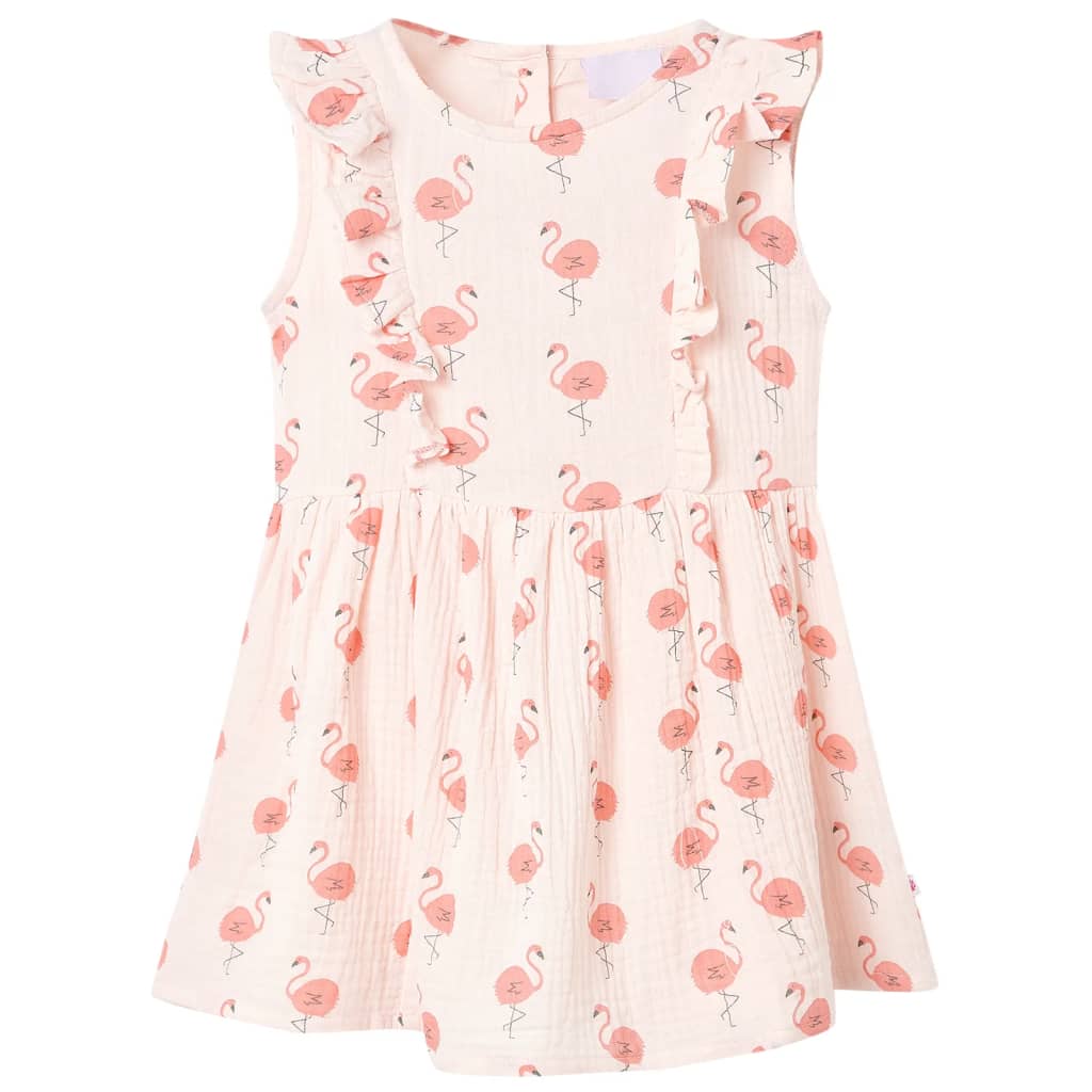 Vestido infantil con volantes rosa suave 140