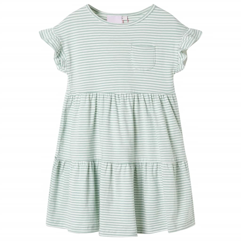 Vestido infantil de mangas con volantes verde menta 92