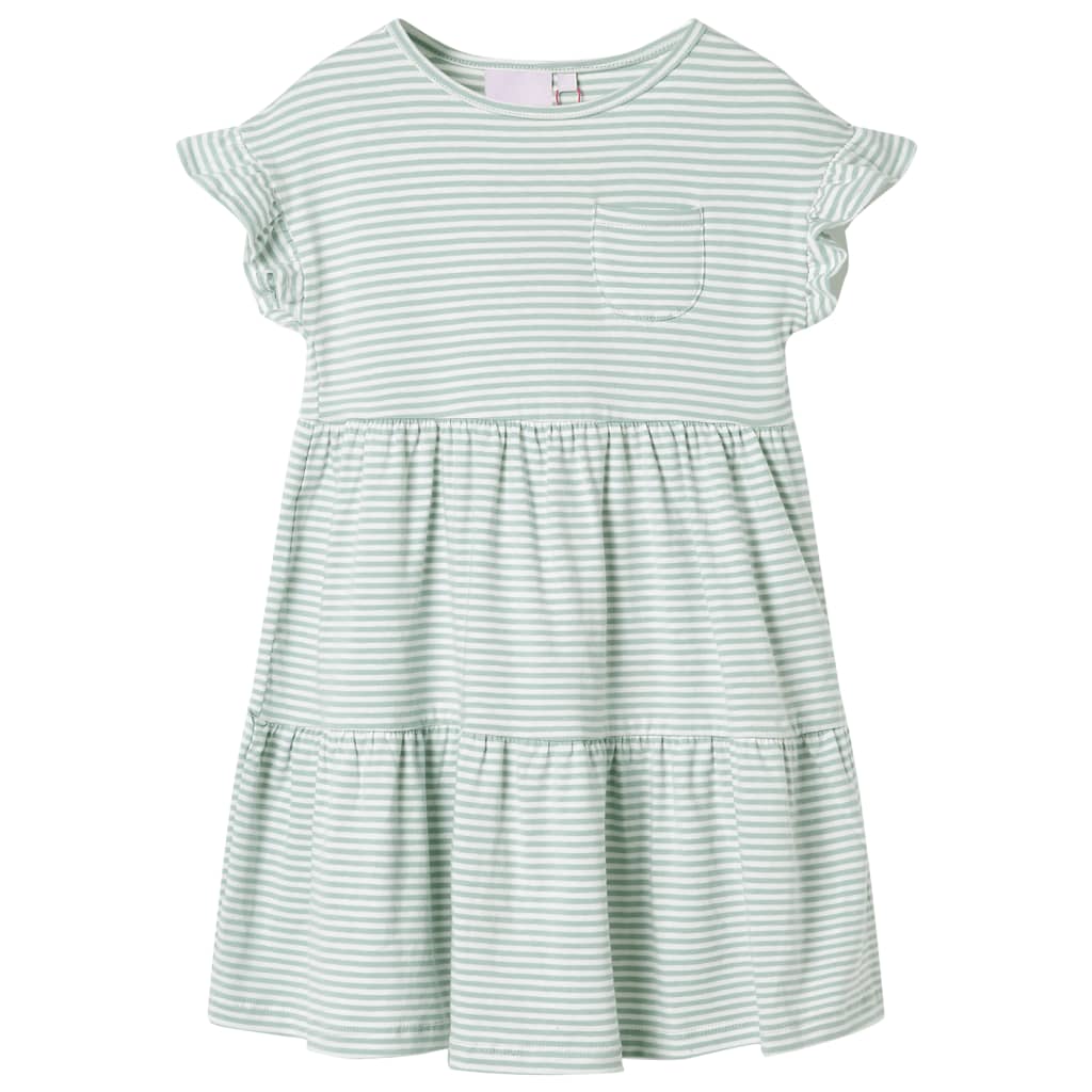 Vestido infantil de mangas con volantes verde menta 104