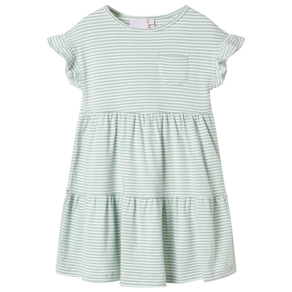 Vestido infantil de mangas con volantes verde menta 116