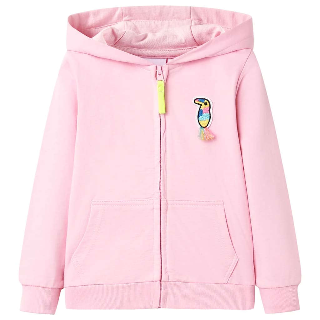 Sudadera infantil con capucha y cremallera rosa 140