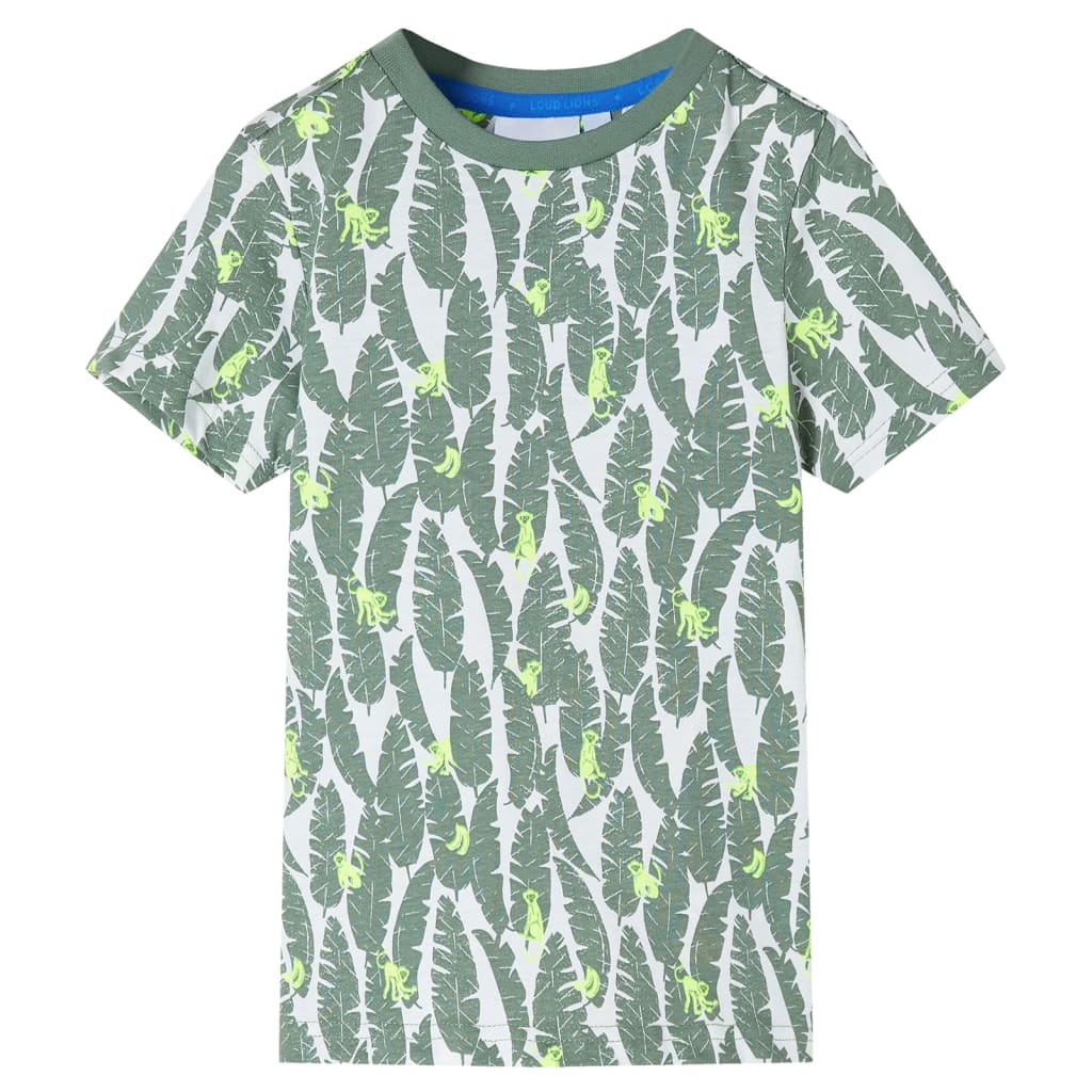 Vetonek Camiseta infantil crudo y verde hiedra oscuro 128