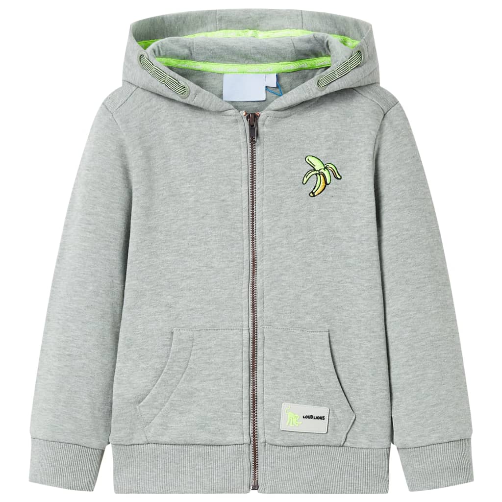 Sudadera infantil con capucha y cremallera caqui claro melange 104