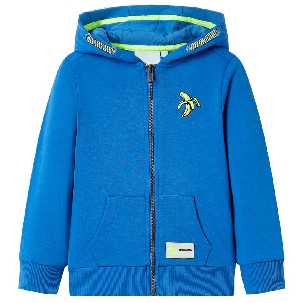 Sudadera infantil con capucha y cremallera azul 104