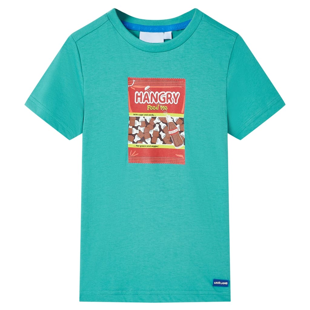 Camiseta infantil de manga corta color verde menta oscuro 92