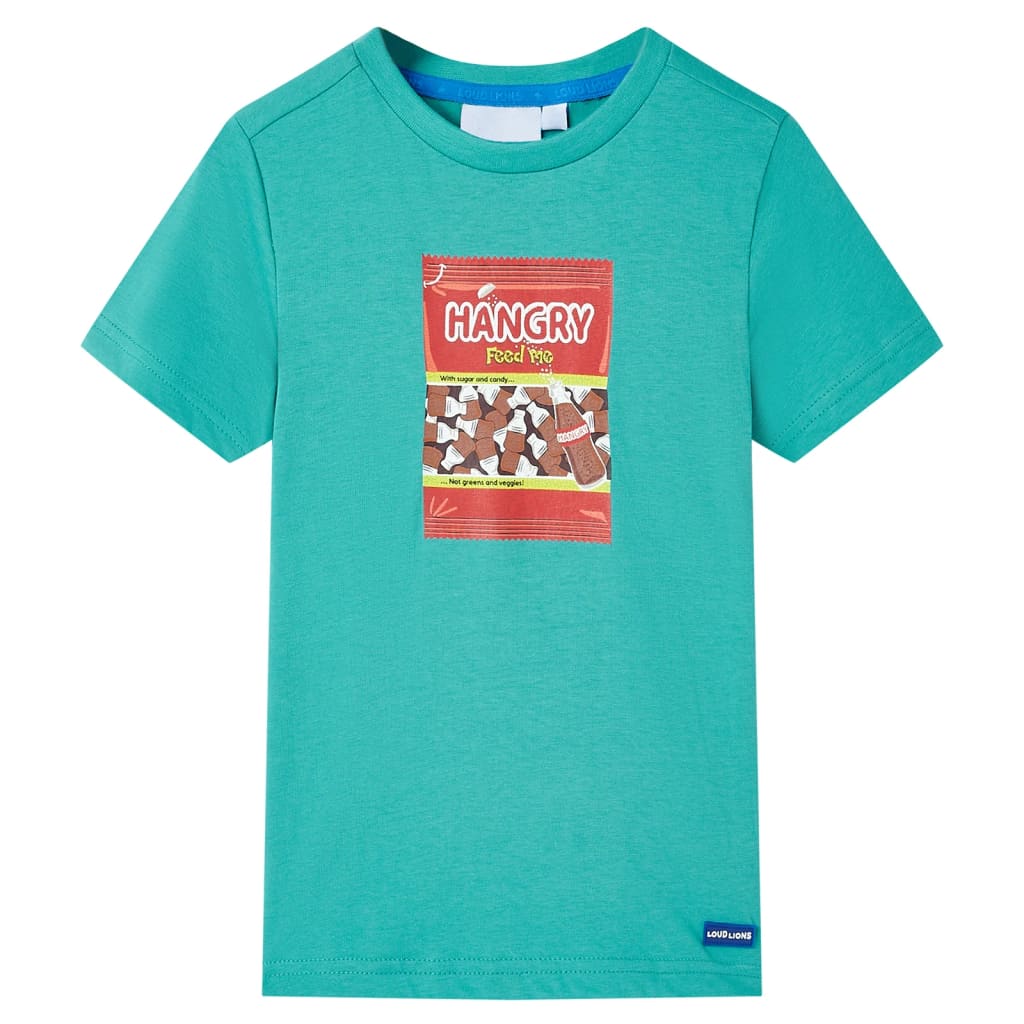 Camiseta infantil de manga corta color verde menta oscuro 140