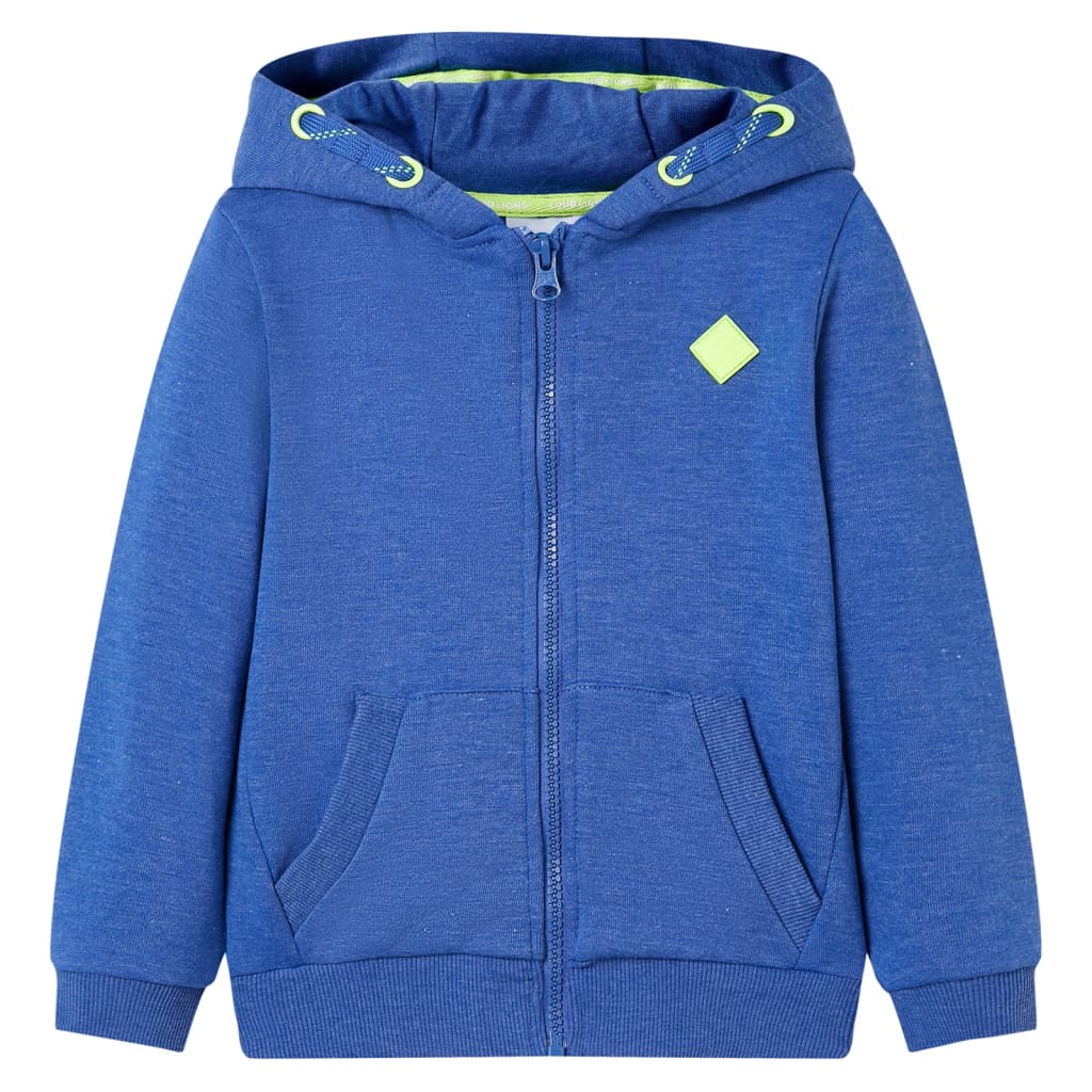 Sudadera infantil con capucha y cremallera azul mélange 92