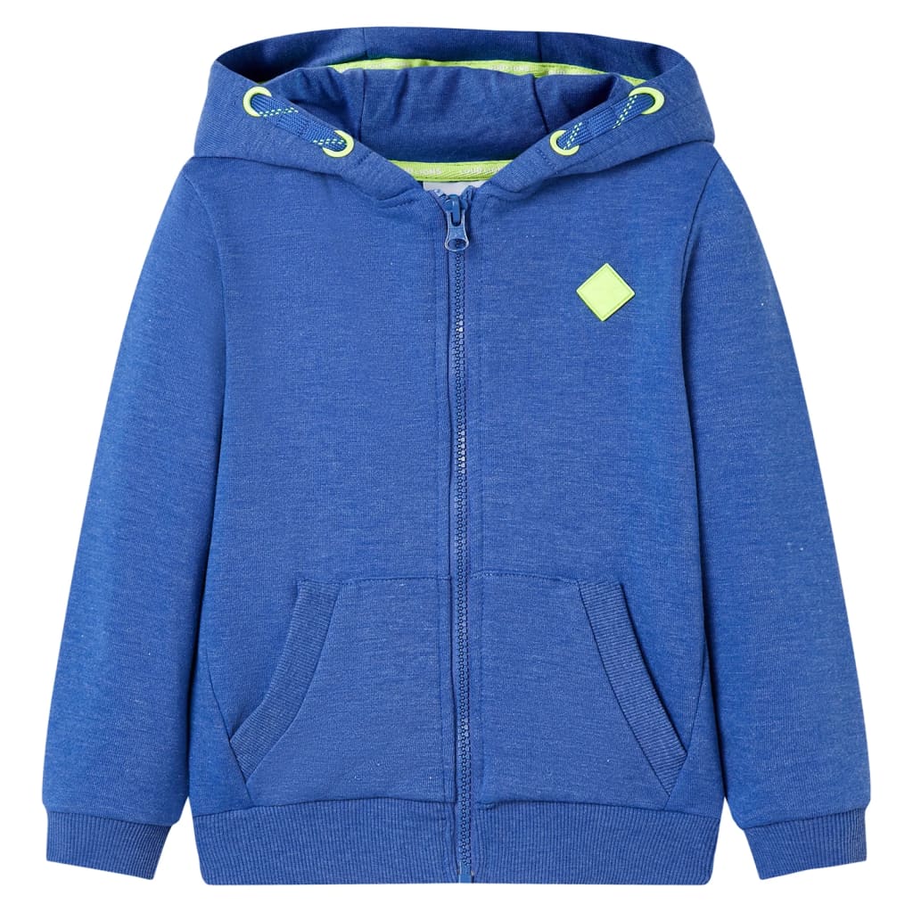 Sudadera infantil con capucha y cremallera azul mélange 104