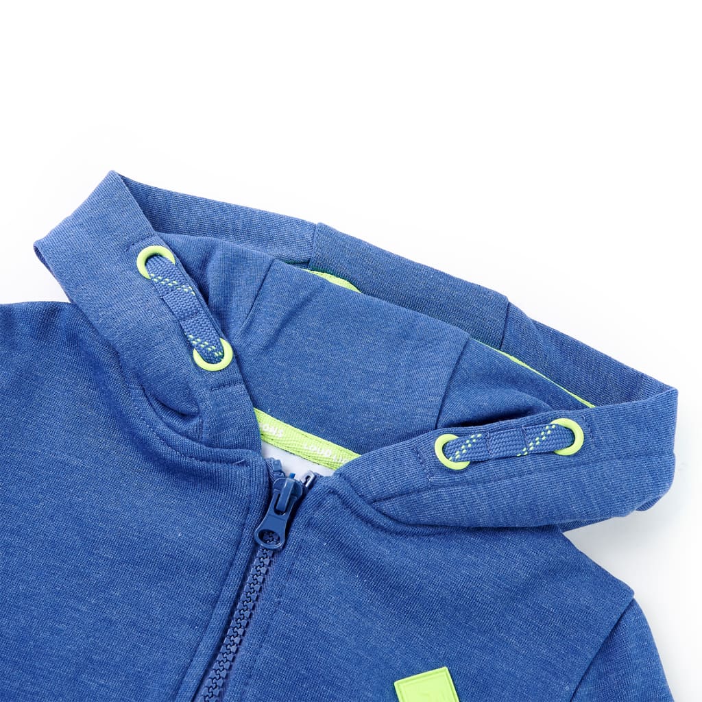 Hoodie per bambini con cappuccio blu e cerniera 116