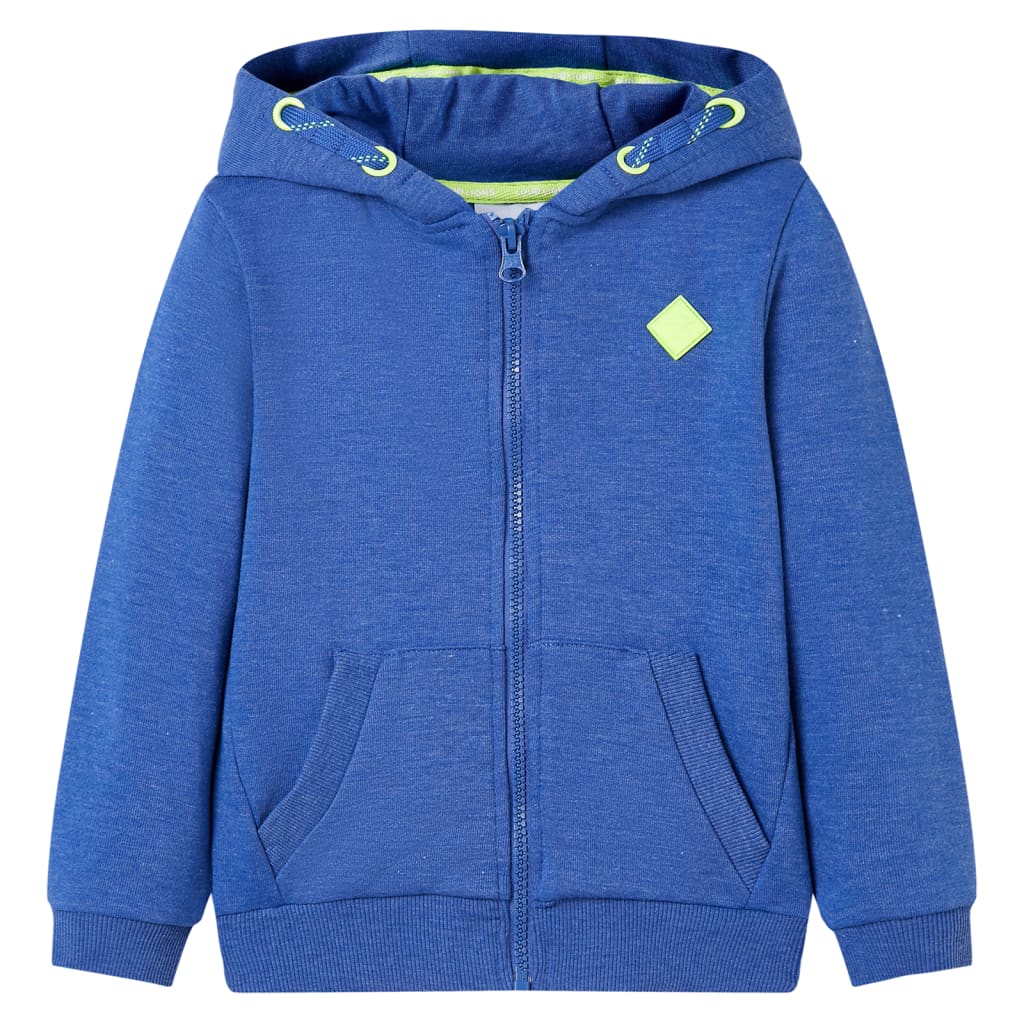 Sudadera infantil con capucha y cremallera azul mélange 128