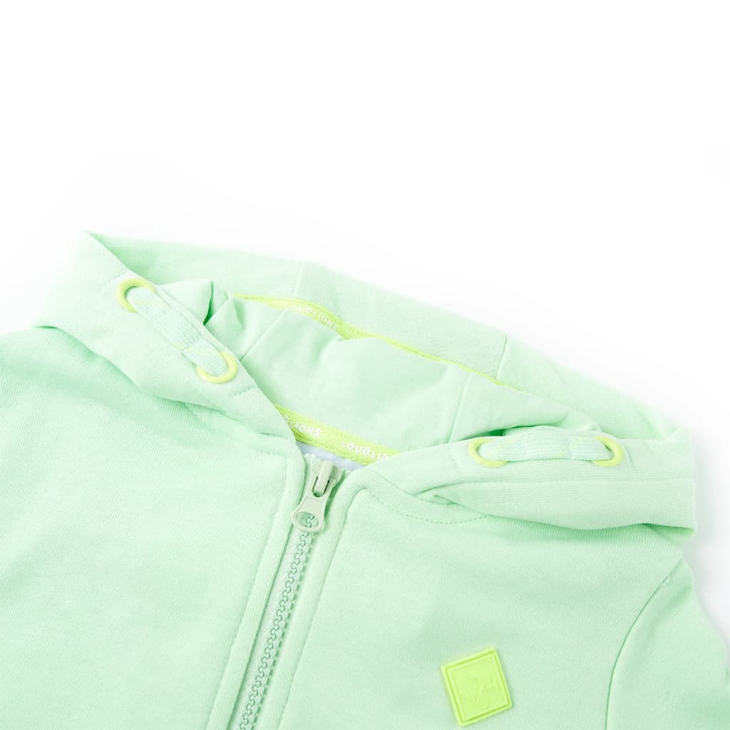 Sudadera infantil con capucha y cremallera verde brillante 140