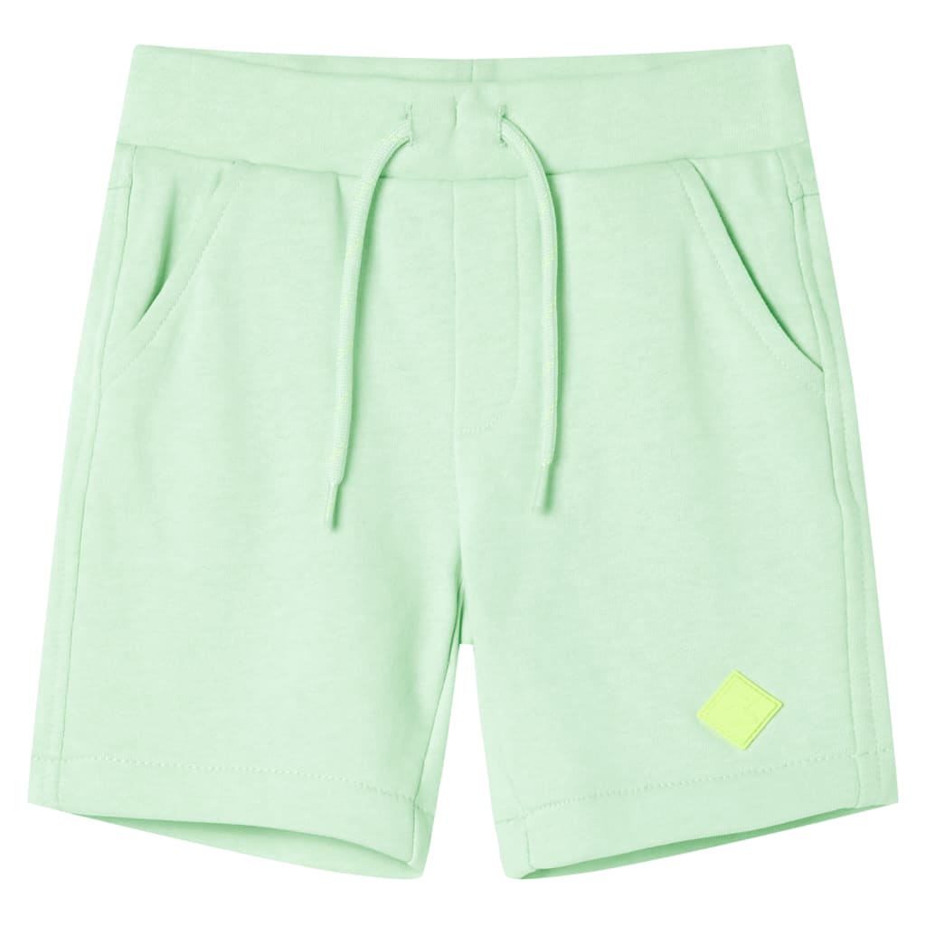 Pantalones cortos infantiles con cordón verde chillón 140