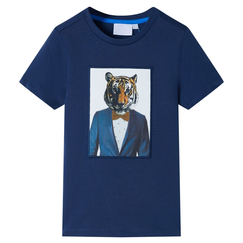 Camiseta infantil de manga corta azul oscuro 92