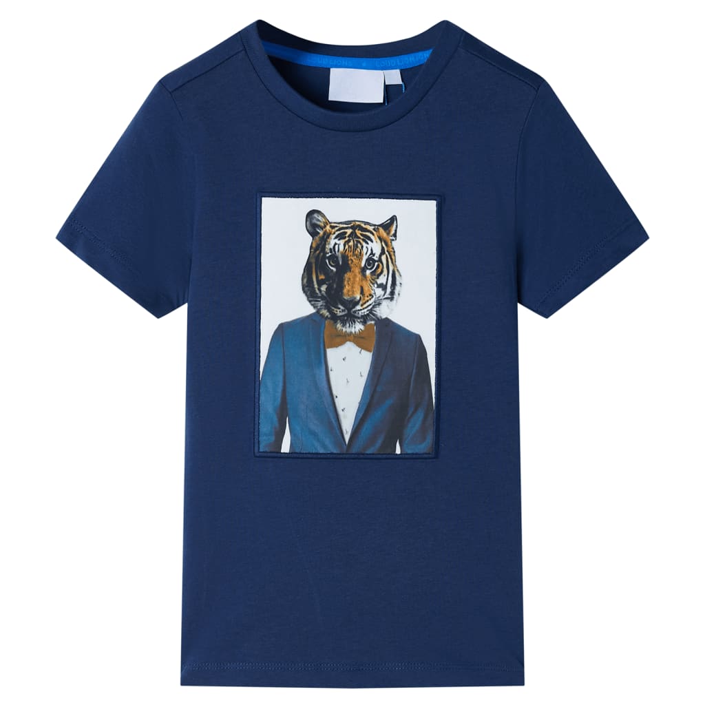 Camiseta infantil de manga corta azul oscuro 104