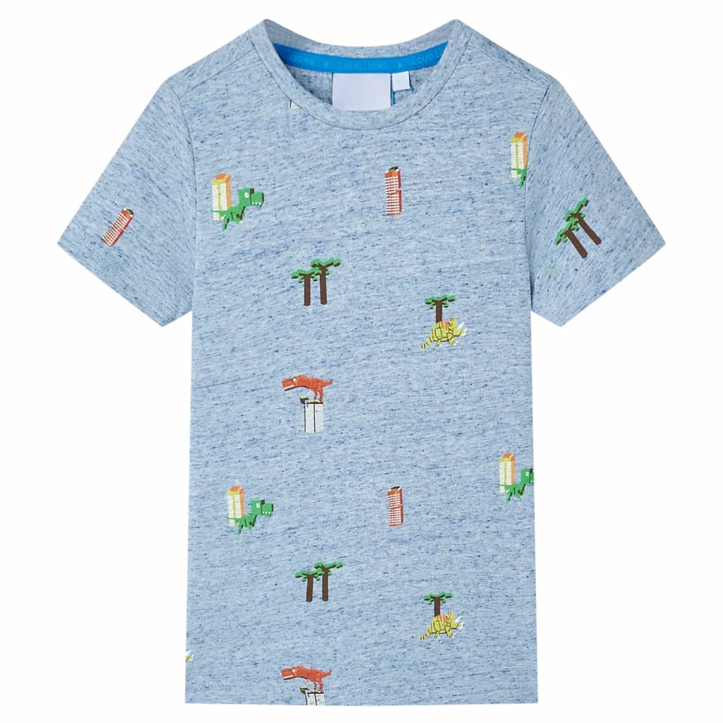 Camiseta infantil azul mélange 116