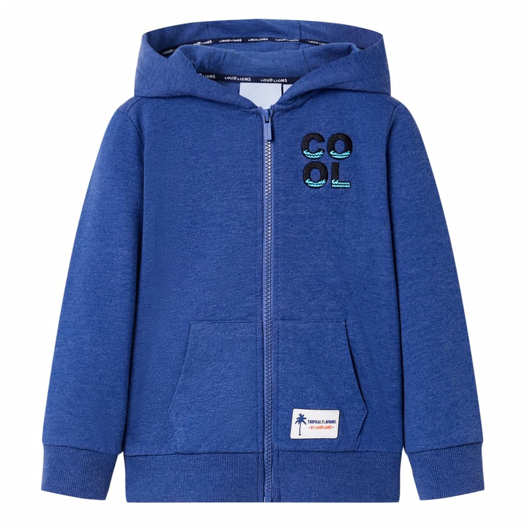 Sudadera infantil con capucha y cremallera azul oscuro mélange 92