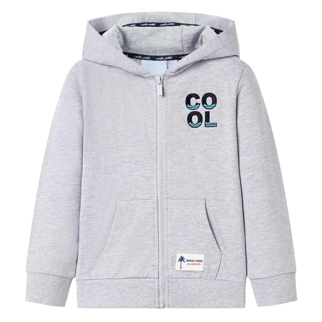 Sudadera infantil con capucha y cremallera gris 104