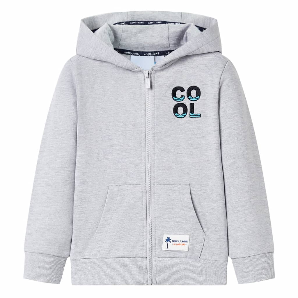 Sudadera infantil con capucha y cremallera gris 128