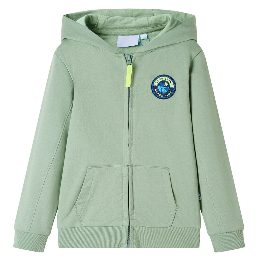 Sudadera infantil con capucha y cremallera caqui claro 104