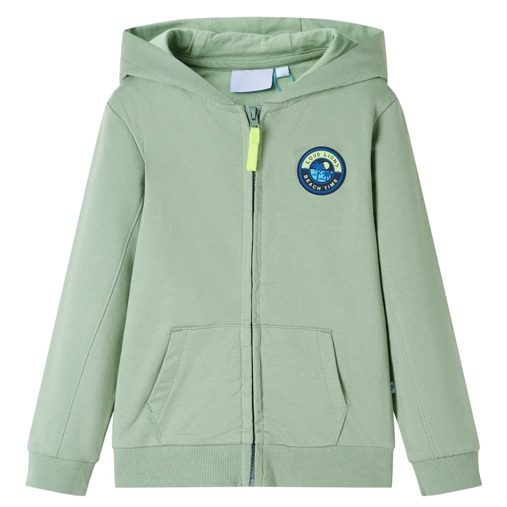 Sudadera infantil con capucha y cremallera caqui claro 140